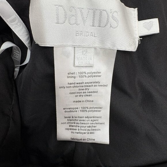 David’s Bridal Short Chiffon Tank Dress Faux Wrap Sash Cocktail Black Womens 12 - Picture 5 of 9